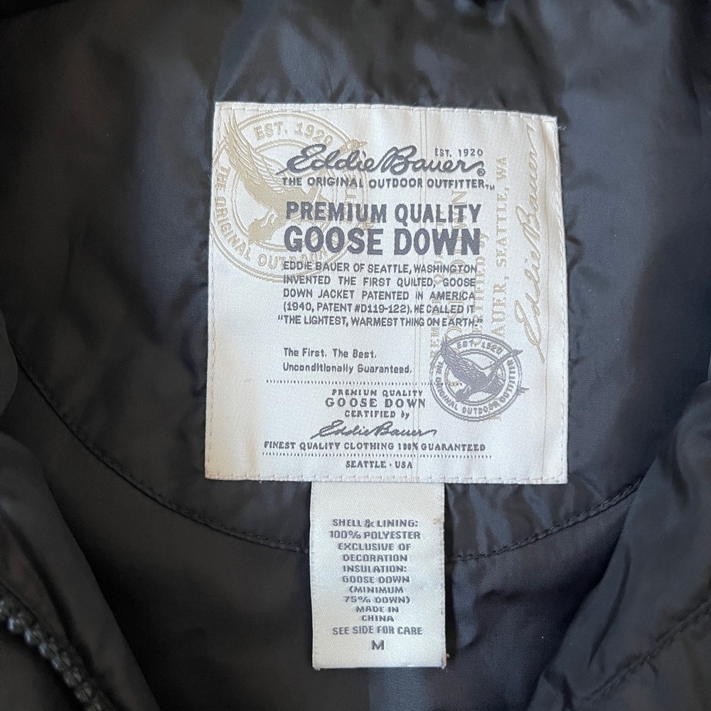 Eddie Bauer Black Goose Down Puffer Zip Vest Jacket Coat Women’s Sz M *K17 - Picture 3 of 3